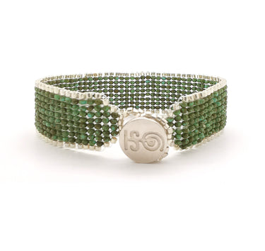 Brazalete Telar Plata Delgado Liso Turquesa T